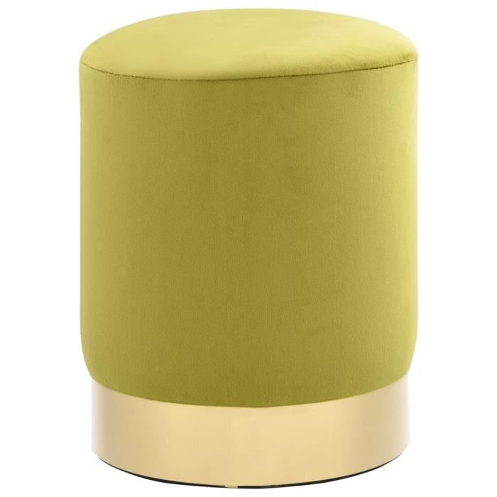 7545Modèle® Tabouret Vert moutarde et doré Velours
