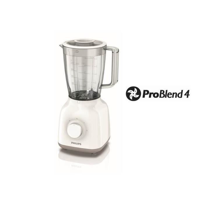 Philips Daily Collection Blender HR2100-00, Mélangeur de table, 1,5 L, Blanc, 0,85 m, 400 W, 220-240