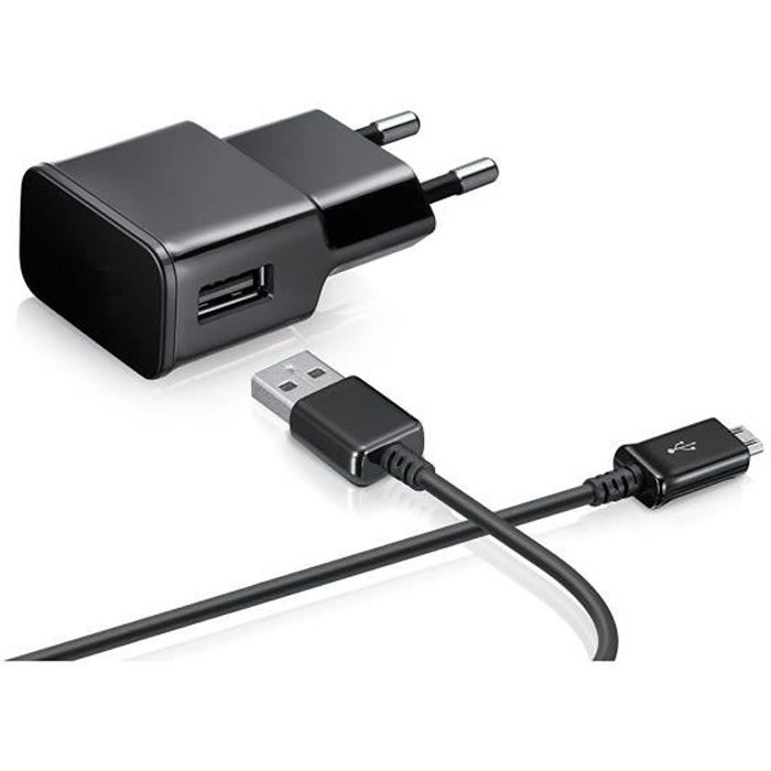 [Compatible Huawei P7-P8-P8LITE-P8LITE2017-P9LITE-P10LITE-PSMART] Cable USB 1 Metre + Chargeur Secteur Noir [Phonillico®]