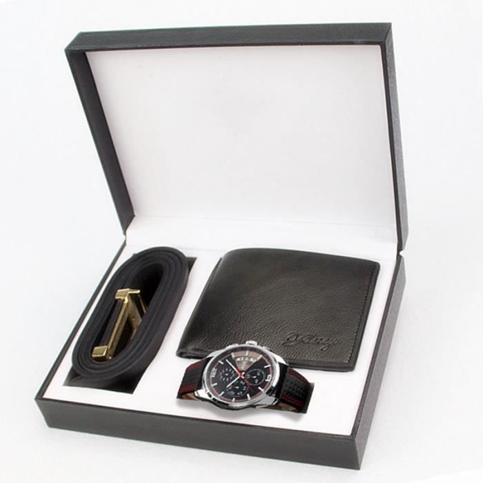 SHARPHY Coffret Cadeau Montre Homme + Porte Monnaie + Ceinture Lombaire - 2022 Sport Chronographe Etanche Bracelet