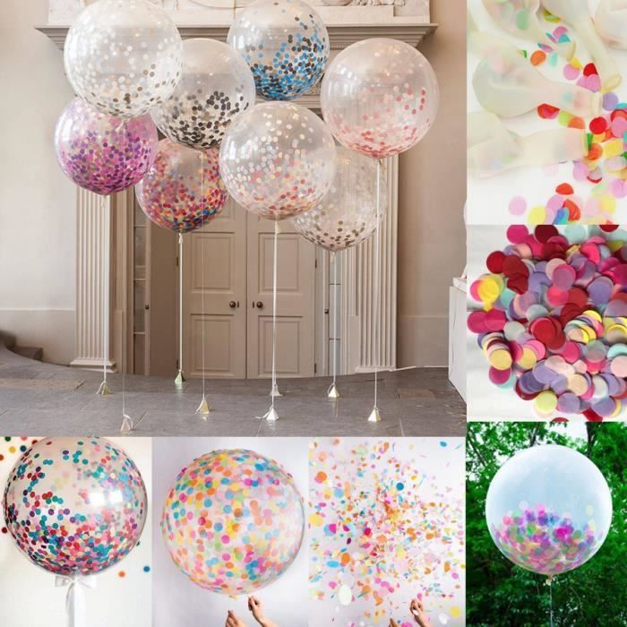 TEMPSA 5pcs Ballon Latex Confettis Décor Anniversaire Mariage Supplies Fête