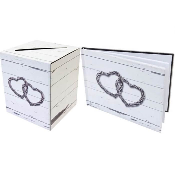 1 Pack urne et livre d'or mariage romantique R/ACM604-ACM605
