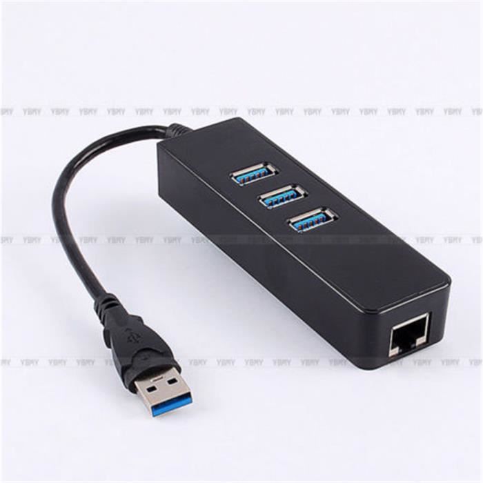 Adaptateur Réseau 3 Ports USB 3.0 à 1 000 Mbps Gigabit Ethernet Port RJ45
