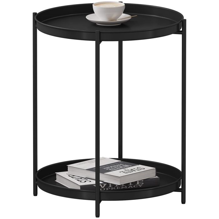 WOLTU Table Basse Ronde Table dAppoint en Métal Table Salon avec 2 Plateaux Amovibles Chevet Noir W0ATT0378 WOLTU Table Basse Ronde Table dAppoint en Métal Table Salon avec 2 Plateaux Amovibles Chevet Noir W0ATT0378