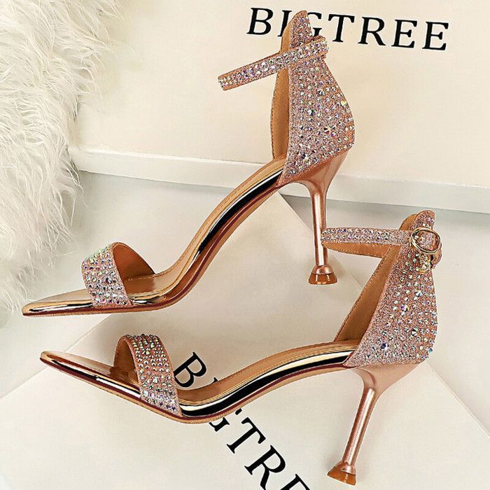 Sandales à Talons Hauts Anne Michelle – Modèle Pailleté Avec Bride Cheville