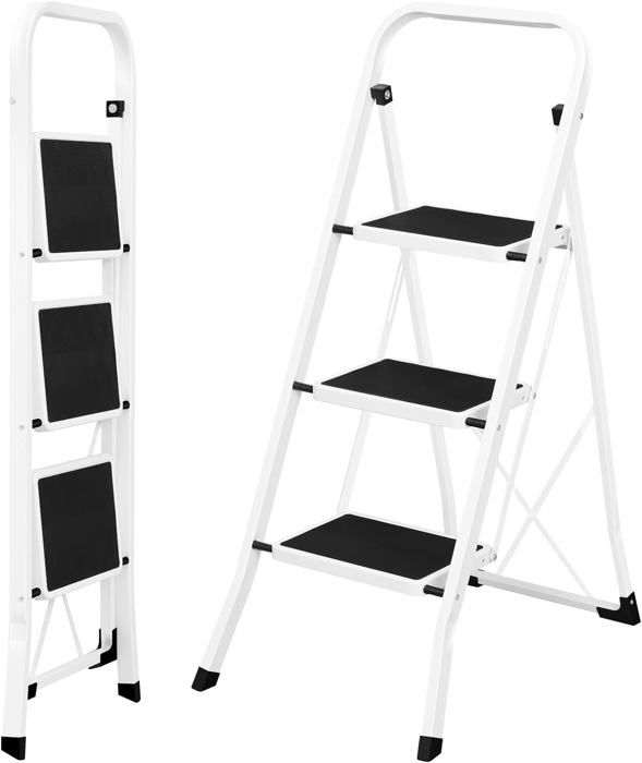 Escabeau Pliable 6 Marches KADAX - Acier, Charge 125kg, Pieds Antidérapants