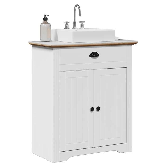 vidaXL Armoire de lavabo de salle de bain BODO blanc marron 70x35x80cm meuble de lavabo de salle de bain meuble de salle 4016864