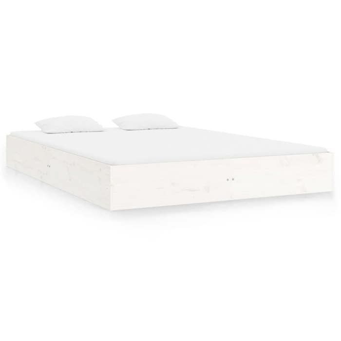 SALE 2025Cadre de lit - 2 places - blanc bois massif 140x200 cm - Charge : 280 kg - CHILL37342