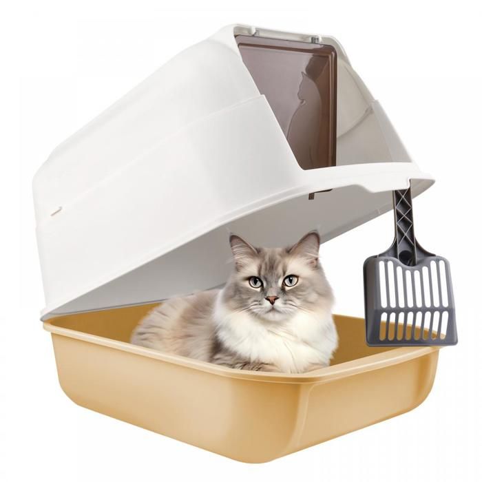 Comparer les prix de Bac Litiere avec Pelle  - MIPAN - Portable, Litiere Fermée pour Chat - Maison de Toilette Chat XXL - 36*51*34cm - Orange