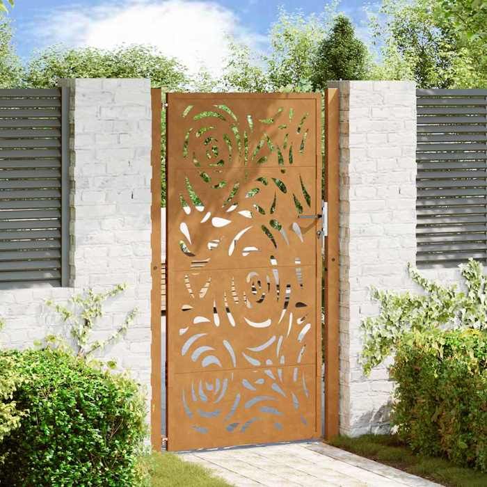 vidaXL Porte de jardin acier résistant design flamme