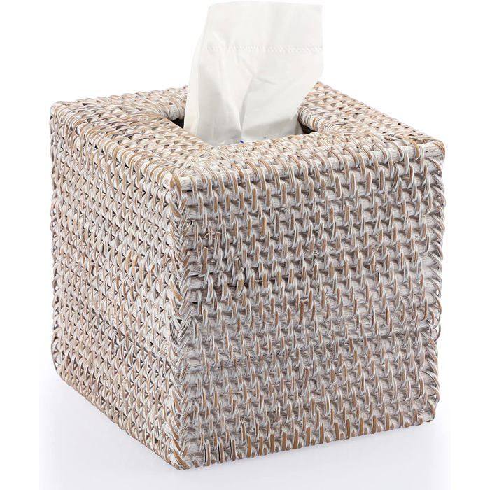 Boîte de rangement carrée en rotin pour mouchoirs
