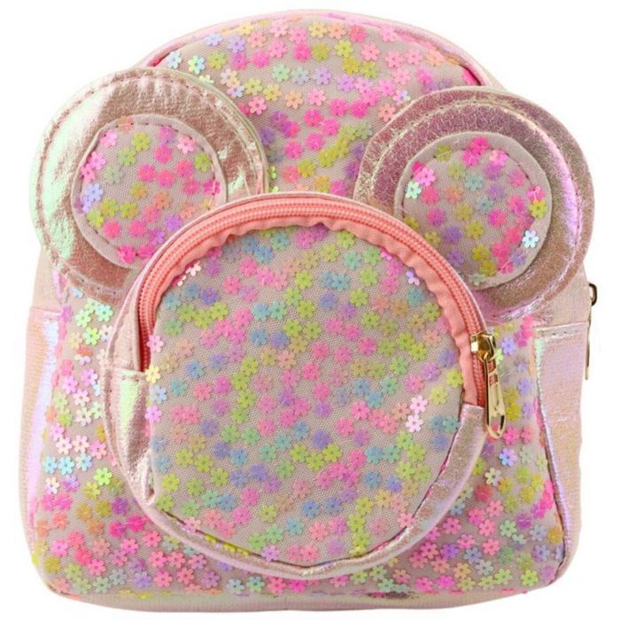 Sac à dos enfant - LEAN - Paillettes - Oreilles de souris - Rose - 22 cm - 3 L