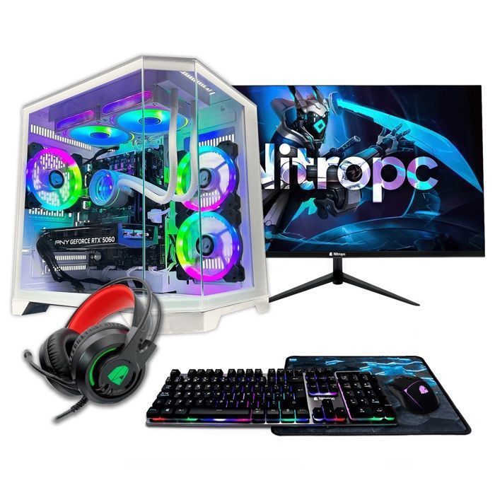 PC Gamer complet Nitropc Pack AMD Ryzen 5 PRO AMD Vega 7 RAM .2 1TB Win11 WiFi Écran 24 FullHD et accessoires Neuf - vue 4