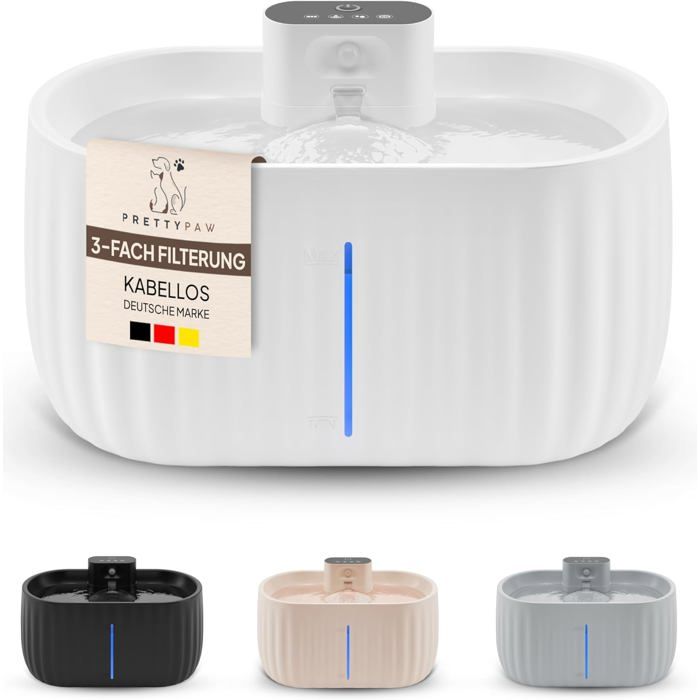 Comparer les prix de Pretty Paw© Fontaine À Eau Pour Chat Avec Détecteur De Mouvement Fontaine À Eau Pour Chat Sans Fil Avec Batterie De 45 Jour[FON75]