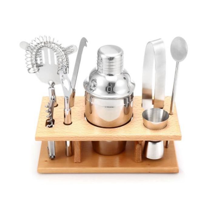 Kit Barman 9 Pièces En Inox 304 - Shaker 750 Ml, Jigger, Cuillère, Passoire, Pince à Glace..., Pour Cocktails Maison Et Soirées