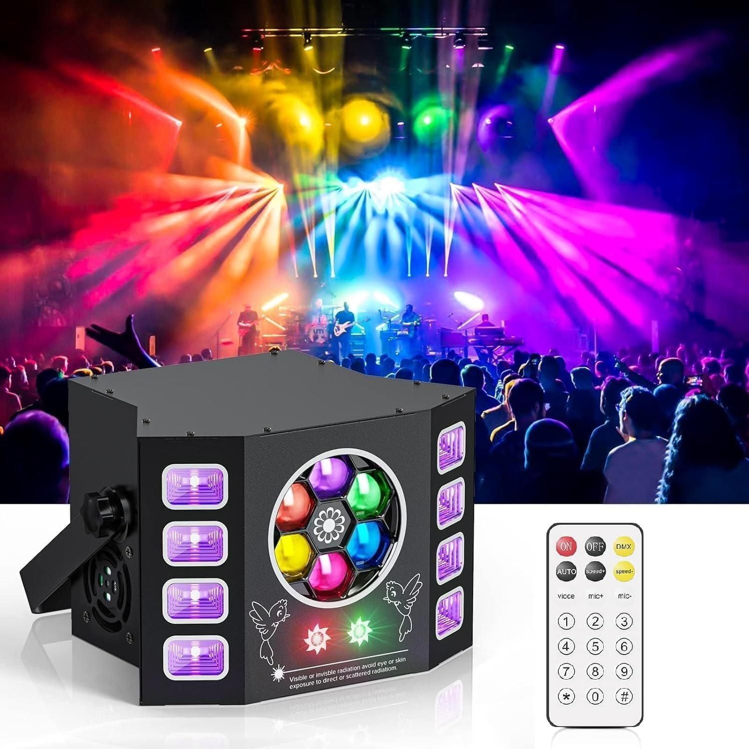 Jeu De Lumière Disco 100W 4 En 1 - Effets Bee Eye, UV, Stroboscope, DMX Pour Fêtes Et Mariages