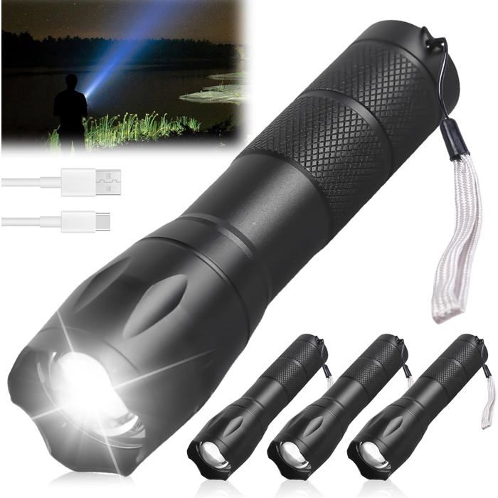 Lot de 4 ampoules LED pour tente de camping, 3 modes d'éclairage