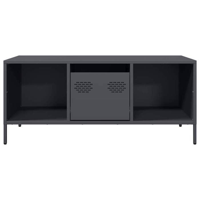 Table basse industrielle - vidaXL - Anthracite - Acier laminé à froid - 101 5x50x43 5 cm - 2 compartiments - 1 tiroir
