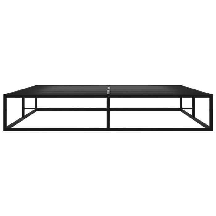 Cadre de lit métal 2 personnes - KALISSE - 160x200 cm - Noir - Métal enduit de poudre - Sommier à lattes inclus