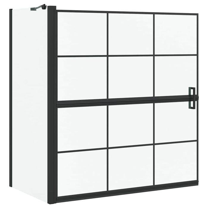 Écran de douche pliable - vidaXL - 116x68x128 cm - Noir et Transparent - Verre trempé - Ajustable - Pliable