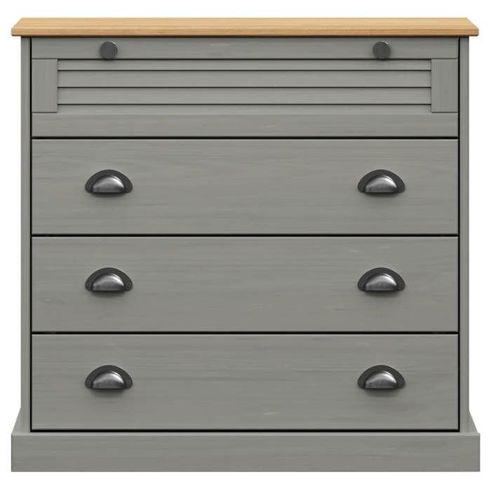 Moderne Commode VIGO Buffet/Commode BURKE Armoire de rangement avec stockage gris 80x40x76 cm bois massif de pin AA2735
