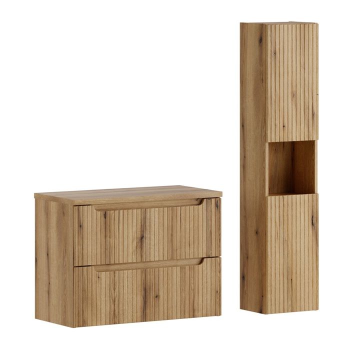 Ensemble meuble suspendu sous vasque 80 cm avec plan et colonne 30 x 140 cm NOVA chêne Coast Evoke Ensemble meuble suspendu sous vasque 80 cm avec plan et colonne 30 x 140 cm NOVA chêne Coast Evoke