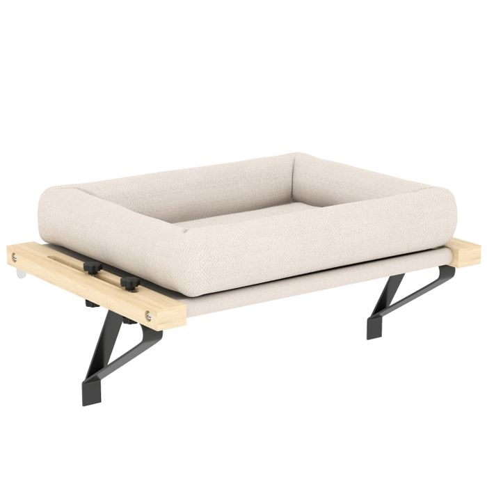 Maison pour chat - Support pour rebords de fenêtre et radiateurs - Coussin lavable en machine - Cadre en bois