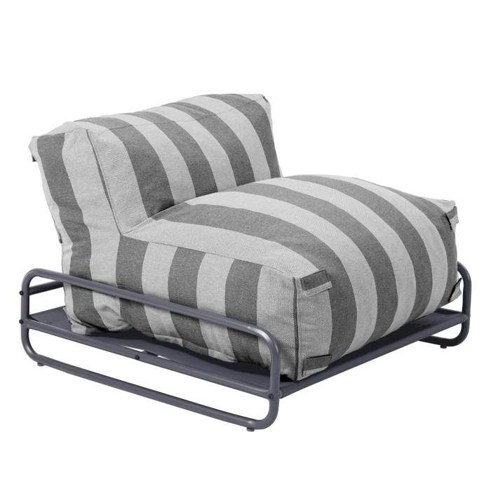 Chauffeuse rayée salon de jardin modulable et structure grise Mixi Oviala