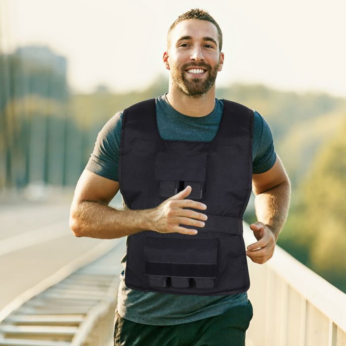 Gilet lesté réglable 15 kg / 20 kg / 30 kg avec poids amovibles pour musculation running et fitness