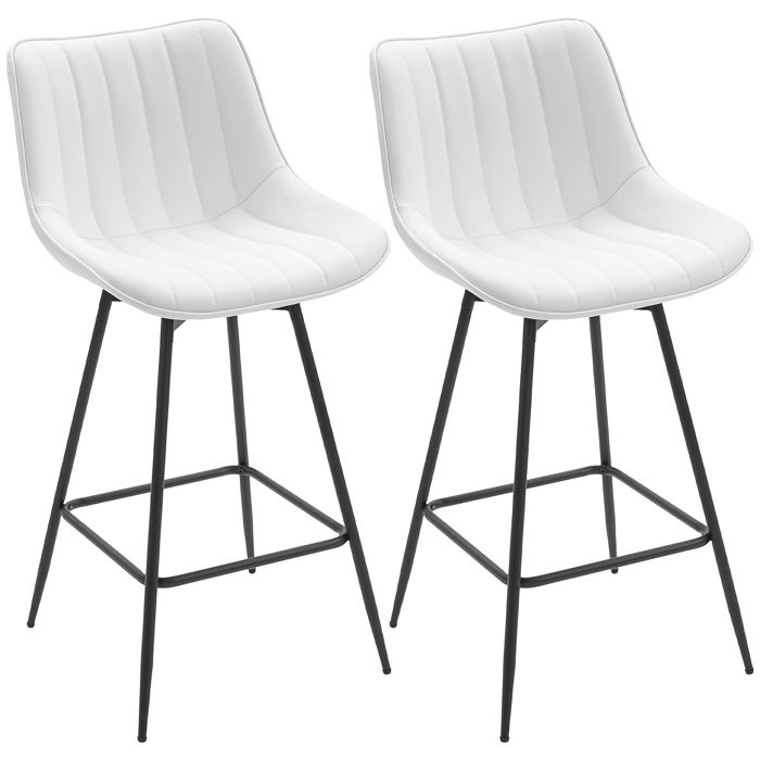 CollaHausse Lot de 2 Tabourets de Bar Chaises de Bar Pivotantes à 360° Tapissées en Simili Cuir Blanc