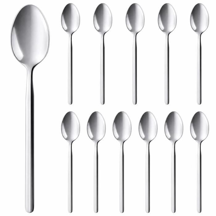 Deleca 12 Petites Cuillères Amor - Cuillères à Dessert/Café 142cm - Inox 18/0 Argenté