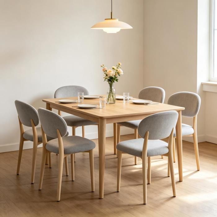 SUPFINE Chaise de Cuisine en Tissu Peluche Doux Confortable Lot de 6 Chaises de Salle à Manger en Bois Capacité de 120kg Gris