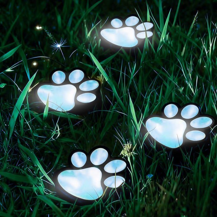 Lampe Solaire - Lot de 4 - Plastique PP - Motif Empreinte - Jardin Allée Pelouse - Noir 9x9x9cm UMD INTERACTIF - UMD EDUCATIF