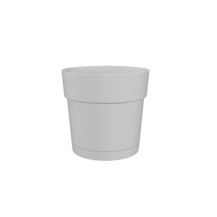 Pot à fleurs et plantes rond CAPRI LARGE - Plastique - Réservoir d'eau - diamètre 30 cm - Taupe - ARTEVASI