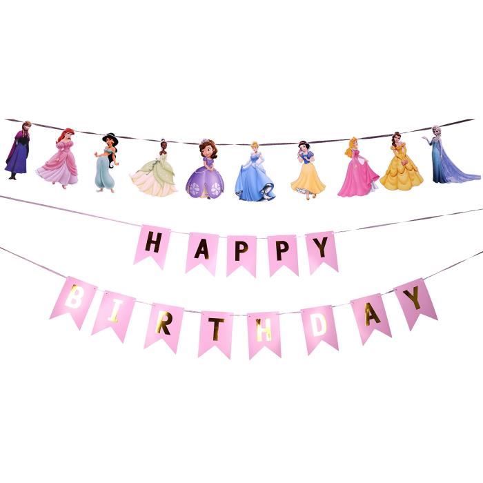 Support A Decorer A12or Parti Joyeux Anniversaire Banniere Filles Combo Rose Et Or Hb 10 Princesse Banniere Cdiscount Maison