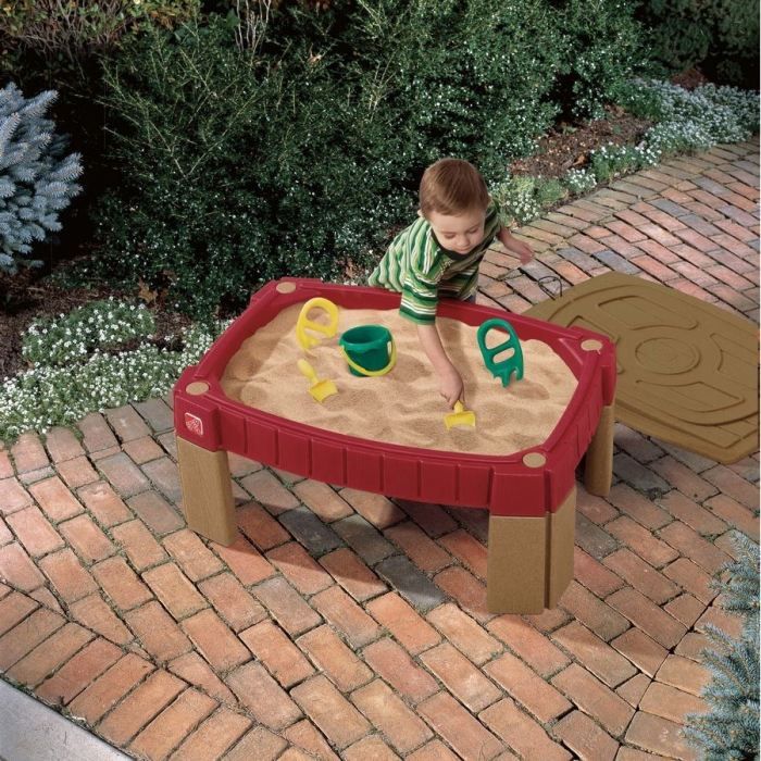 Table à Sable pour Enfants STEP2 Naturally Playful - Rouge - Plastique Roto-Moulé - 91.4x66x41.7 cm