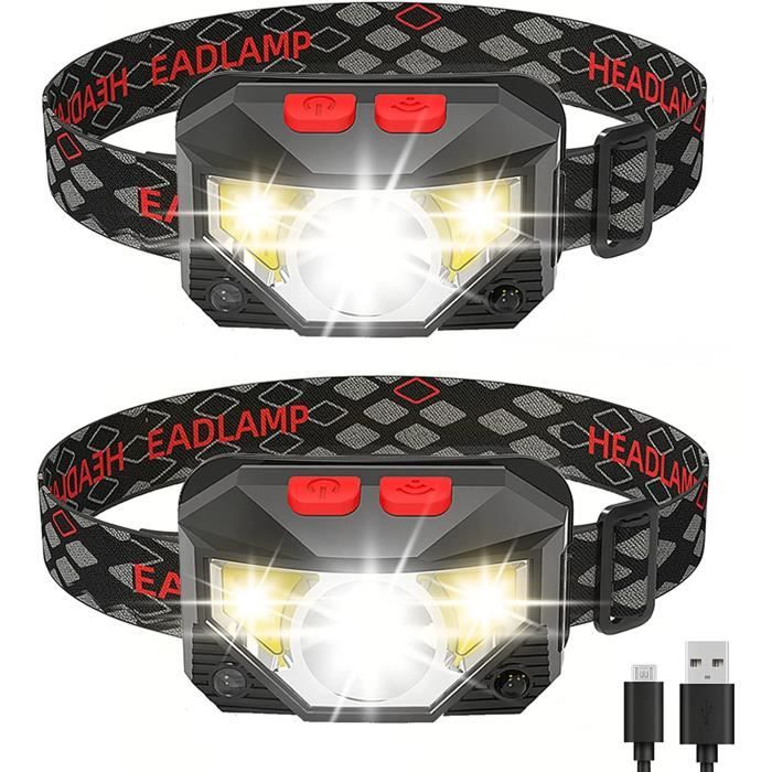 Lampe Frontale Rechargeable, Lot De 2 Lampes Frontales Led Super Puissantes Usb 500 Lumens Avec