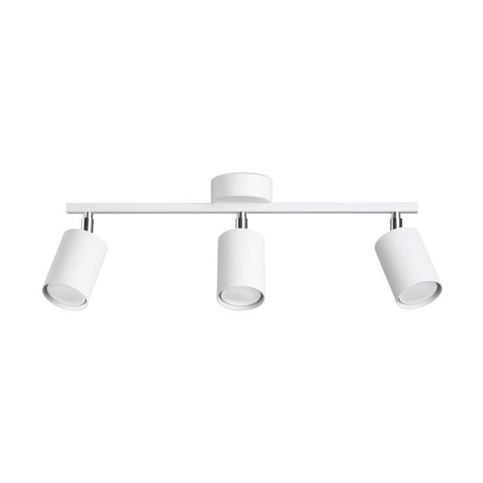 Plafonnier Spot Bar - SOLLUX - Lemmi - Blanc - Acier - 3 ampoules GU10