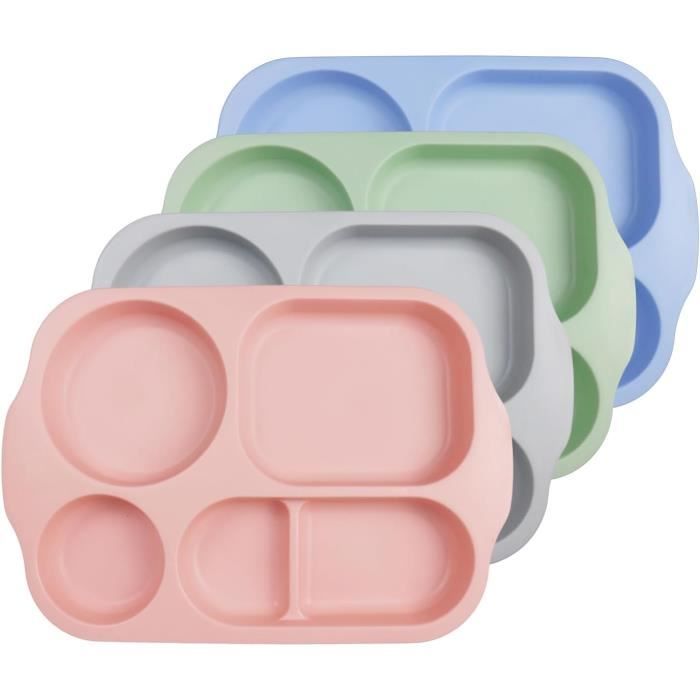 5 Assiettes Divisées 22,5 Cm - Compartiments Pour Repas équilibré, Incassables, Sans BPA, Micro-ondes/lave-vaisselle