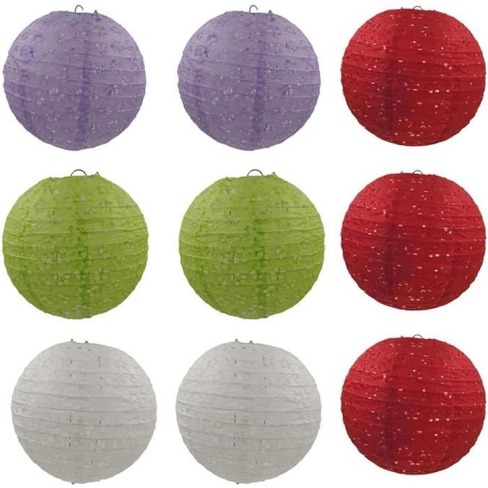 Lanternes En Papier Rondes Blanches - Lot De 10 Avec Cadre Métallique - Décoration Mariage, Fête, Noël, événement - DIY Déco Suspendue - 2