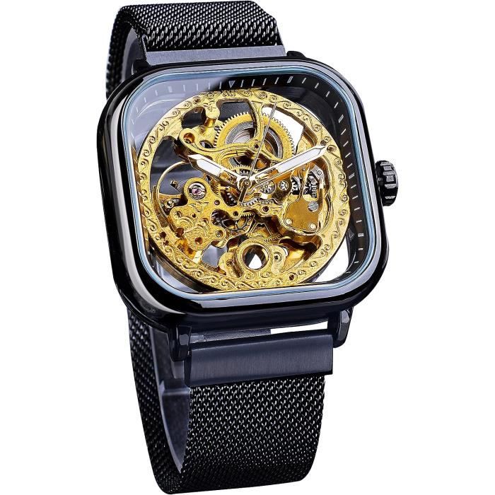 Montre Bracelet M canique Automatique Transparente Pour Homme Noir