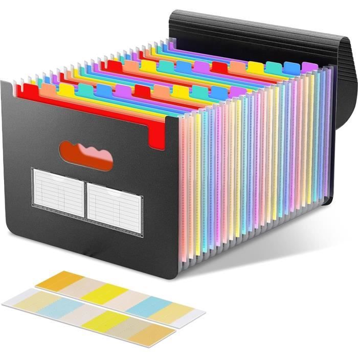 KONVINIT Trieur A4 Soufflet Portable - Organisateur Documents Bureau/Maison - Lot De 2 Bleu/Noir