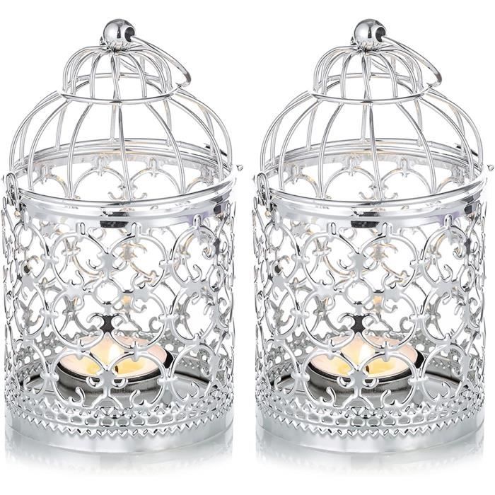 Porte-bougies Décoratifs Dorés Style Cage à Oiseaux - Lot De 2 Pièces - Décoration D'ambiance Pour Intérieur - 6