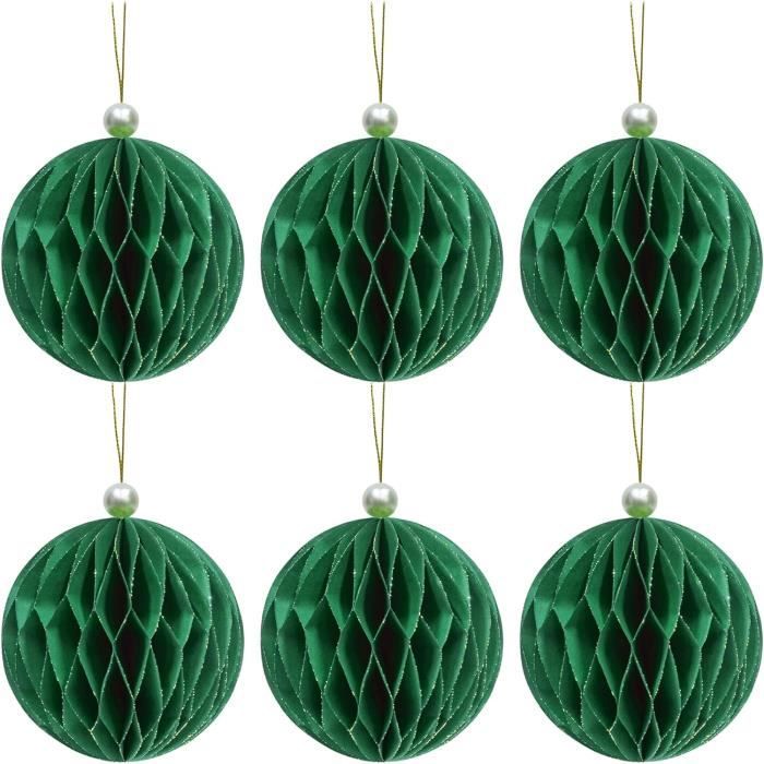 Lot De 6 Boules De Noël à Suspendre – Diamètre 8 Cm, Couleur Jaune, Matériau PVC, Avec Cordon - 7