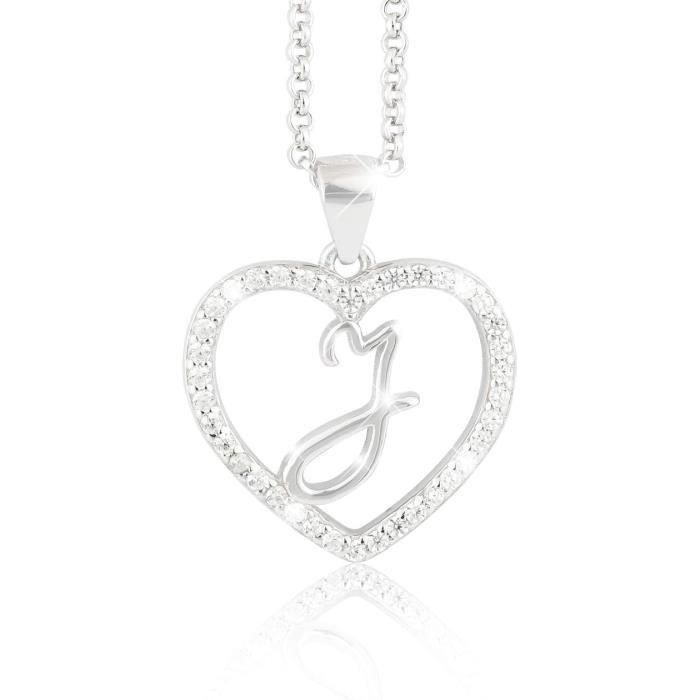 Collier En Plaqué Or Chaîne Avec Pendentif Coeur Et Cadenas Oxydes Blancs Sertis 403cm P 33635
