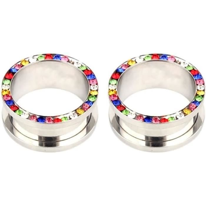 Tunnel Piercing Acier Inoxydable 14mm - Écarteur Oreille Noir Unisexe ANAZOZ