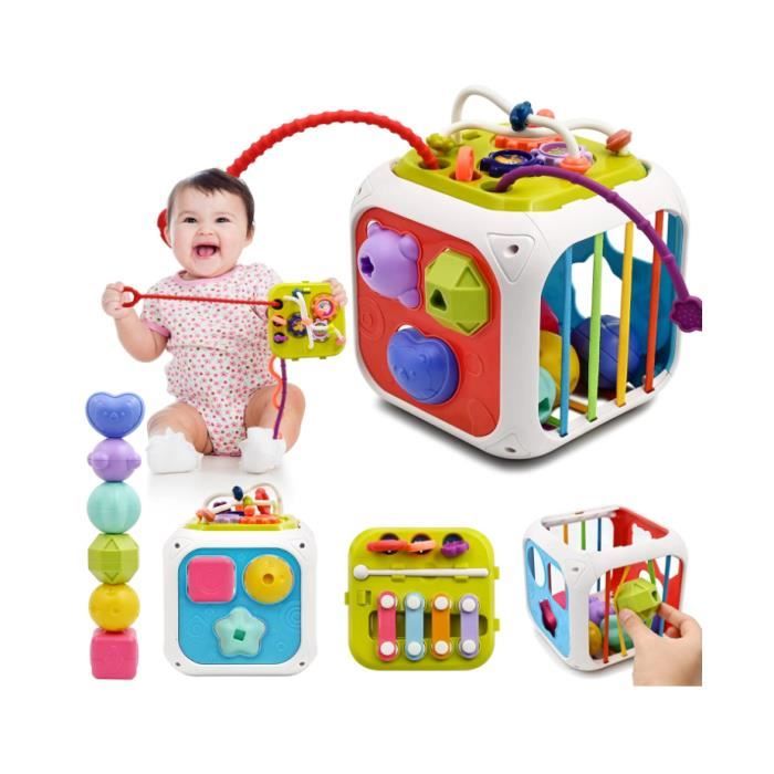 Jouet Bebe 1 2 An 7 in 1 Sensoriel Jouets pour Bebe 6 9 12 18 Mois Naissance Fille  Cadeau Educatif Cube dactivité Jeux  1 2 Ans