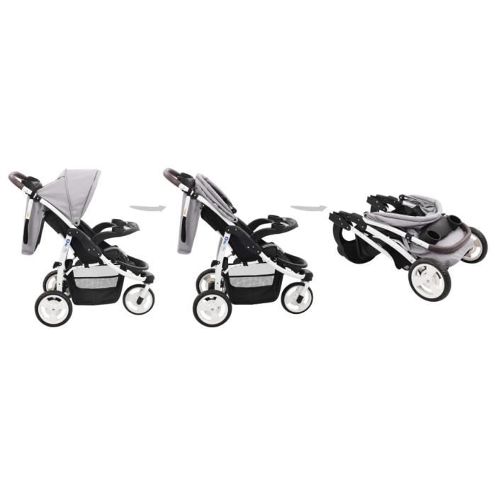 Kai Poussette Bebe A 3 Roues Gris Et Noir Cdiscount Puericulture Eveil Bebe