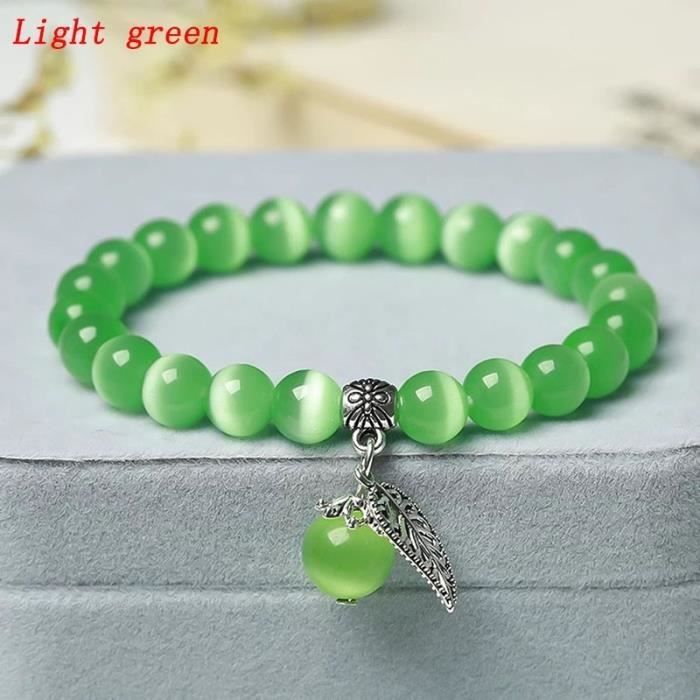 Bracelet à breloques en pierre naturelle verte pour homme, perles  porte-bonheur cylindriques, bijoux