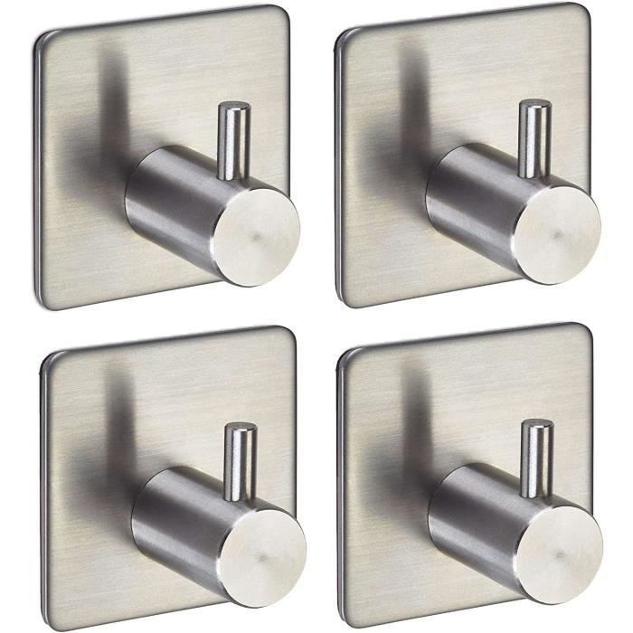 KORASTE Lot De 4 Crochets Muraux En Acier Inoxydable 304 - Nickel Brossé, Pour Salle De Bain, Cuisine, Piscine